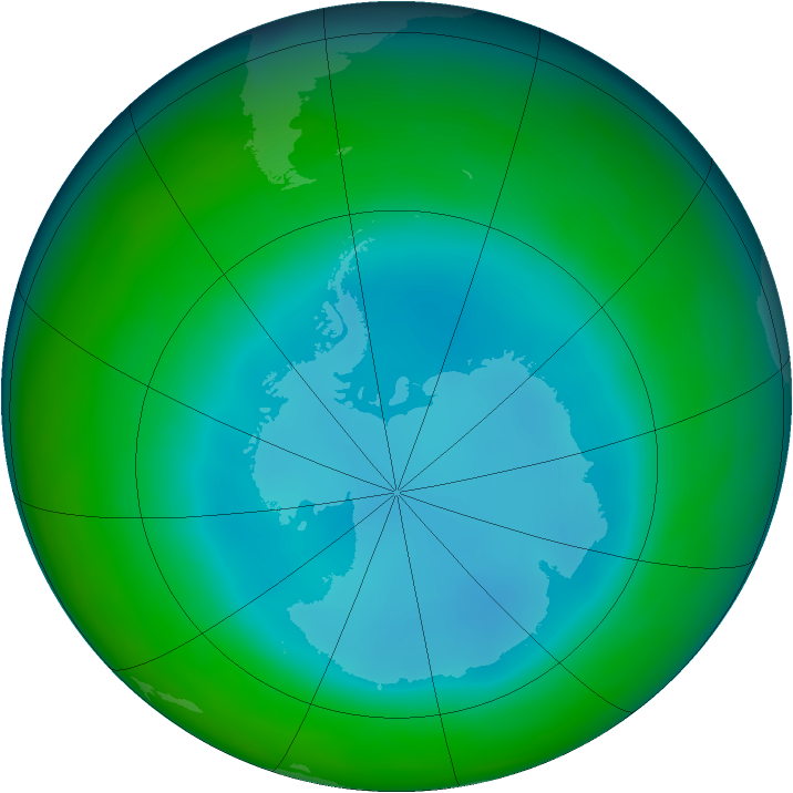Antarctic ozone map for August
